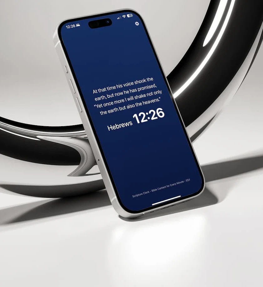 The Scripture Clock iOS app showing the verse for the current minute